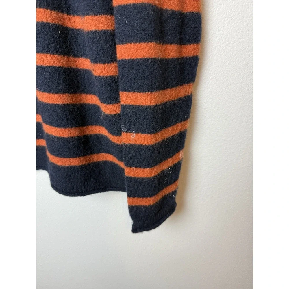 MADEWELL Navy Blue Orange Striped Merino Wool Alpaca Blend Mock Neck‎ Sweater M